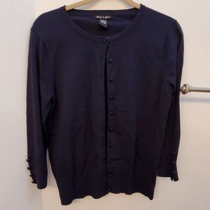 Audrey & Grace Navy Blue Cardigan Sweater 3/4 Slve